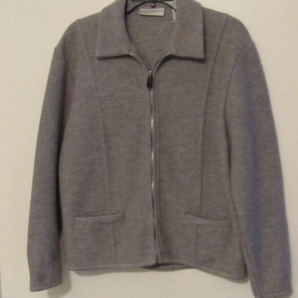 Valerie Stevens Pure Wool Jacket Women's Medium Gray 100% New Wool Made In Italy - Picture 1 of 7